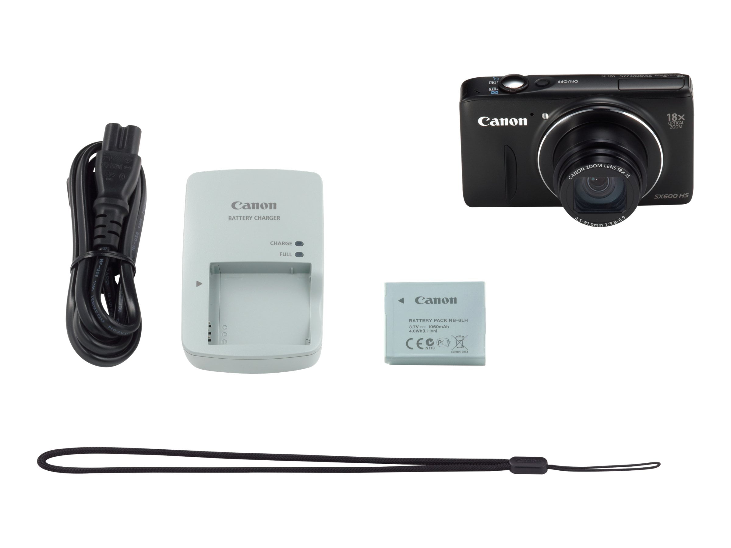 Canon PowerShot SX600 HS - Digital camera - compact - 16.0 MP - 1080p - 18x  optical zoom - Wi-Fi - black