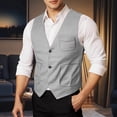 thumbnail image 2 of VNKIDY Men's Casual Outdoor Vest Solid Color Slim Fit Jacket With Pockets Sleeveless V Neck Button Front Gilet For Daily Activities Trendy Top, 2 of 5