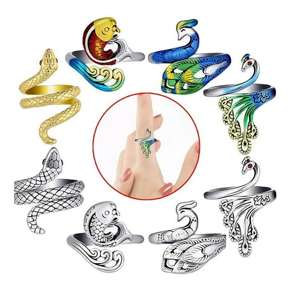 8-Piece Set of Adjustable Knitted Crochet Ring, Finger Guide Yarn Tension Ring, Crochet Ring for Finger Knitting Rings