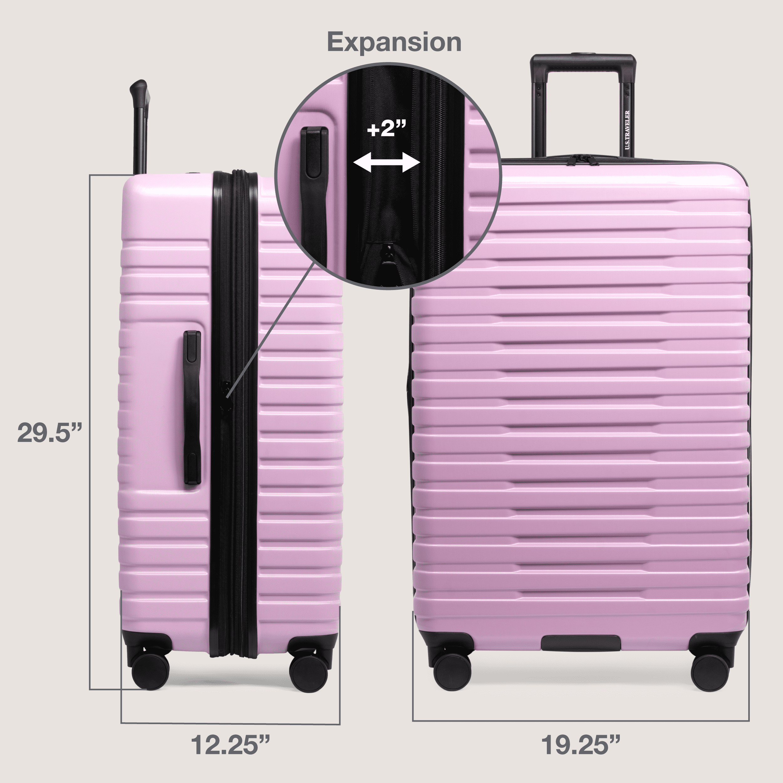 U.S. Traveler Boren Hardside Rugged Spinner Luggage, Lavender, 30" Checked Large