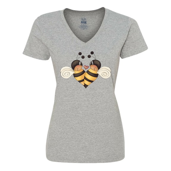 Inktastic Valentine's Day Bumble Bees Women's V-Neck T-Shirt