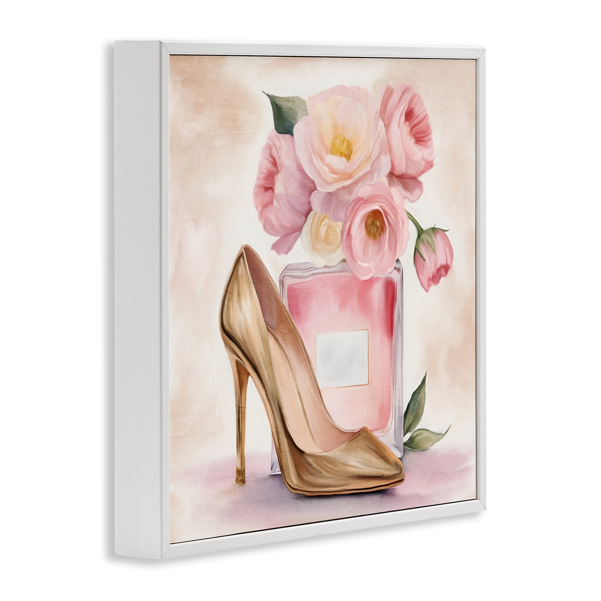 Stupell Industries Pink Beauty Heel & Flowers White Framed Giclee Art, design by Kim Allen