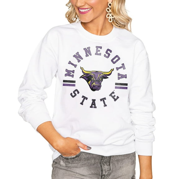 Women's Gameday Couture White Minnesota State University, Mankato Oversized Vintage Days Perfect Crew Sweatshirt