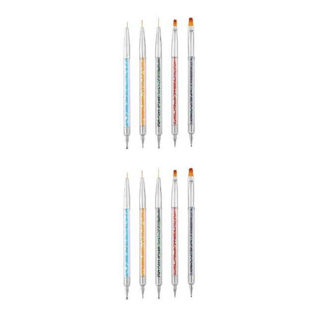 ZheElen 5Pcs Nail Art Dotting Pen Rhinestone Professional Multi-Styles Gel Pens Painting Manicure Tool Manicures Accessories Sequins 2Set