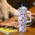 thumbnail image 6 of Sikiie Violets Flowers Insulated Stainless Water Bottle Lid Travel Mug Cup Insulated Tumblers Cup 40oz Ice Bully With Handle, 6 of 8