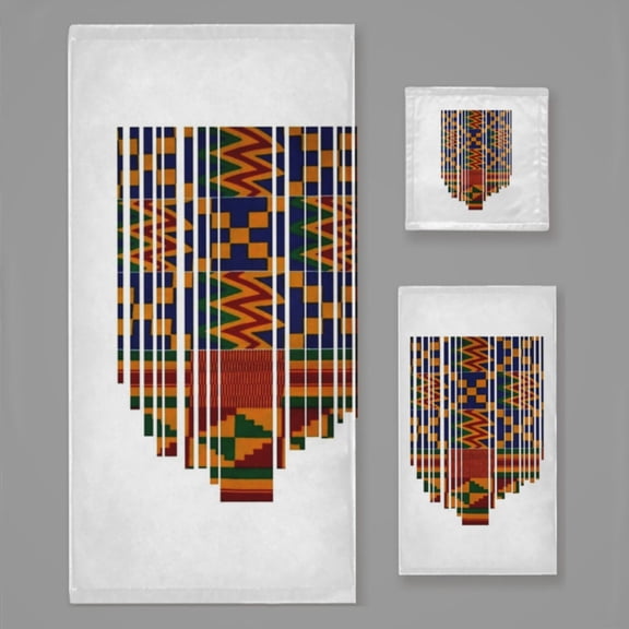 Kente Design African Print African Clothing Bath Towel Sets For Bathroom Hand Towels Fingertip Towels 3 Piece Soft Absorbent For Bathroom Kitchen Hotel Beach