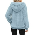 thumbnail image 4 of Fartey Womens Fuzzy Fleece Hoodies Cable Knit Warm Sherpa Pullover Sweatshirts Cozy Long Sleeve Hooded Sweatshirt Fashion Solid Color Winter Coat Outfits Blue S, 4 of 8