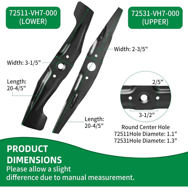 72511 VE1 020 72531 VE2 020 Compaitble with Honda HRR216 Blade Kit Replaces HRS216 HRB215 Lawn Mower Blades Replacement Parts