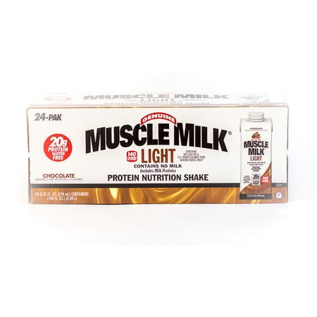 Muscle Milk Light Shake, Chocolate, 8.25 Ounce Cartons, 24 Count