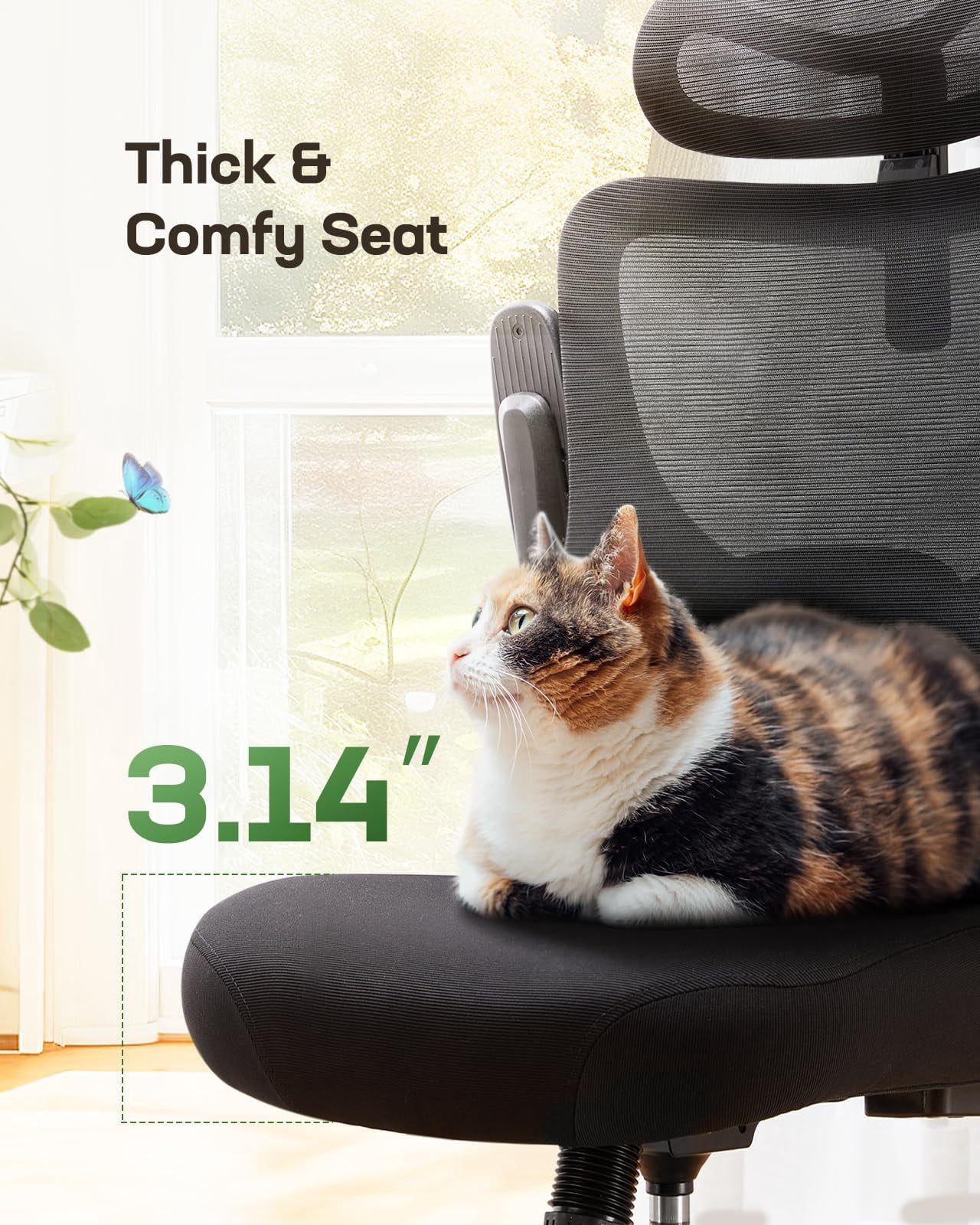 Ergonomic Office Chair: Desk Chair With High Back Mesh And Adjustable Lumbar Support Rolling Work Swivel Task Chairs Wheel 3d Armrests Headrest