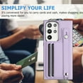 thumbnail image 2 of ELEHOLD for Samsung Galaxy A52, Wallet Case with Credit Card Slots，Rugged Hybrid Shockproof PU Leather Wristband Kickstand Anti-Scratch Case Cover, purple, 2 of 5