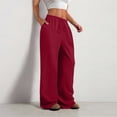 thumbnail image 6 of BODOAO Womens Wide Leg Sweatpants Casual High Waist Baggy Track Pants Loose Fit Drawstring Palazzo Lounge Pants Solid Casual Pants Straight Leg Lightweight Loose Trousers with Pockets Red L, 6 of 8
