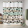 thumbnail image 6 of No Hook Shower Curtain with Built-in Rings - Farmhouse Vintage Washable Waterproof Fabric Bathroom Curtains for Hotel,Rentals, 72 X 72 Inch Long , Pet Dog Paws Wood Texture Green, 6 of 9