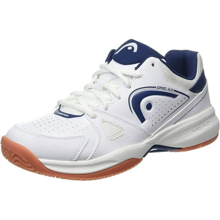 HEAD Men's Grid 2.0 Low Racquetball/Squash Indoor Court Shoes (Non-Marking) (White/Navy) 10.5 (D) US