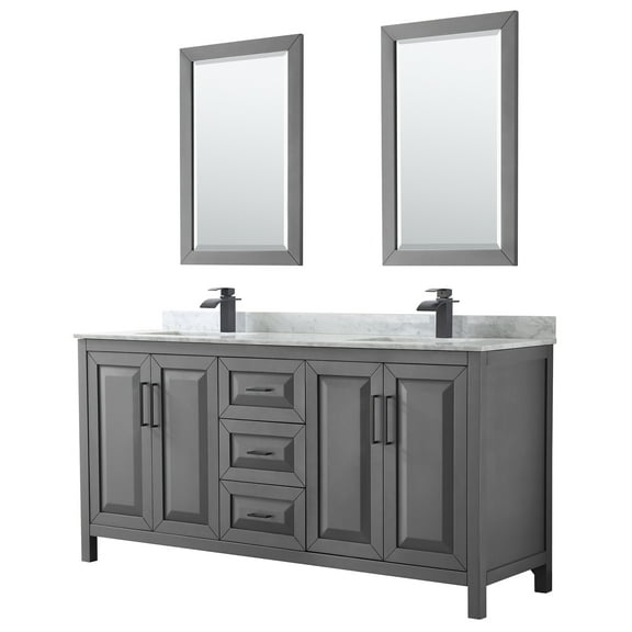 Wyndham Collection Wcv252572dunsm24 Daria 72" Free Standing Double Vanity Set - Dark Gray