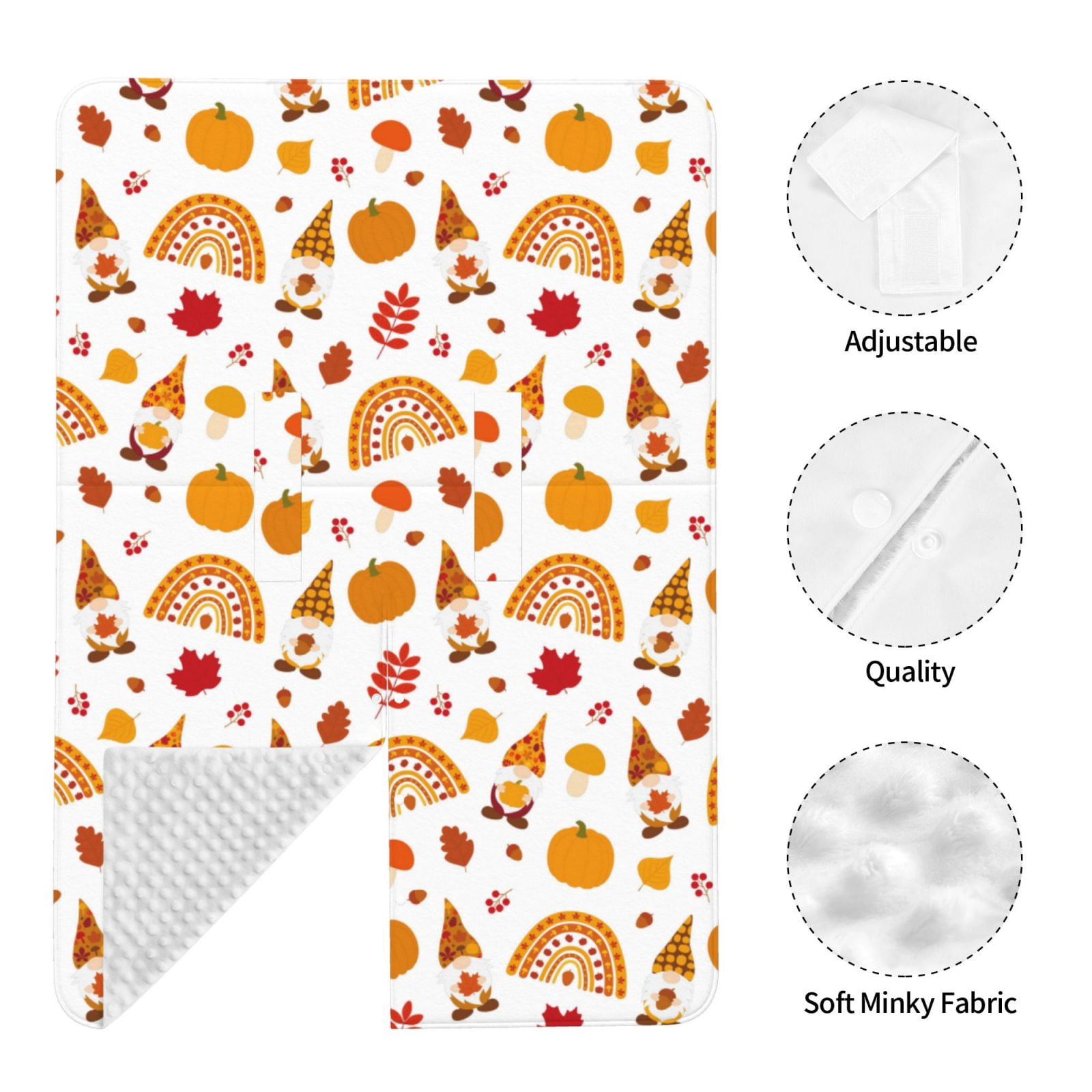 Naloa Fall Gnomes Harvest Baby Car Seat Cover, Breathable Baby Carrier Cover, Multiuse Baby Carrier Cover & Nursing Breastfeeding Cover