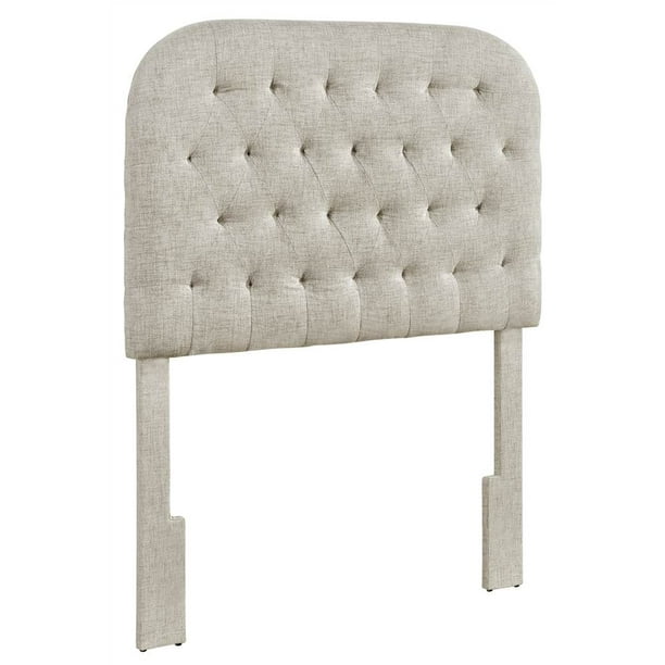 Twin Linen Round Tufted Headboard in Cream