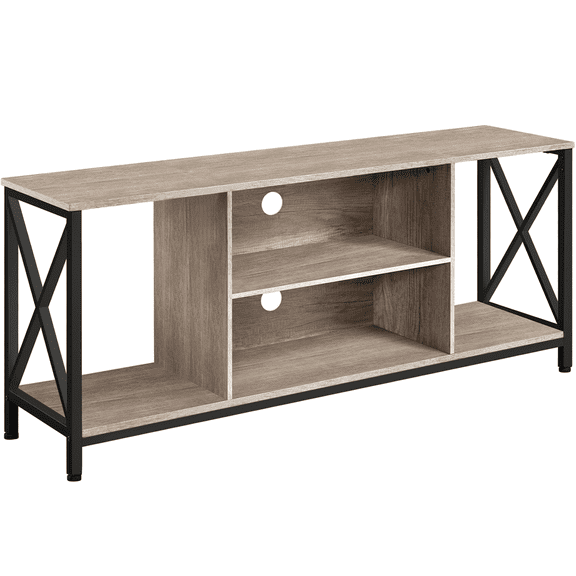 Alden Design 60-inch Industrial TV Stand with Storage, Distressed Gray