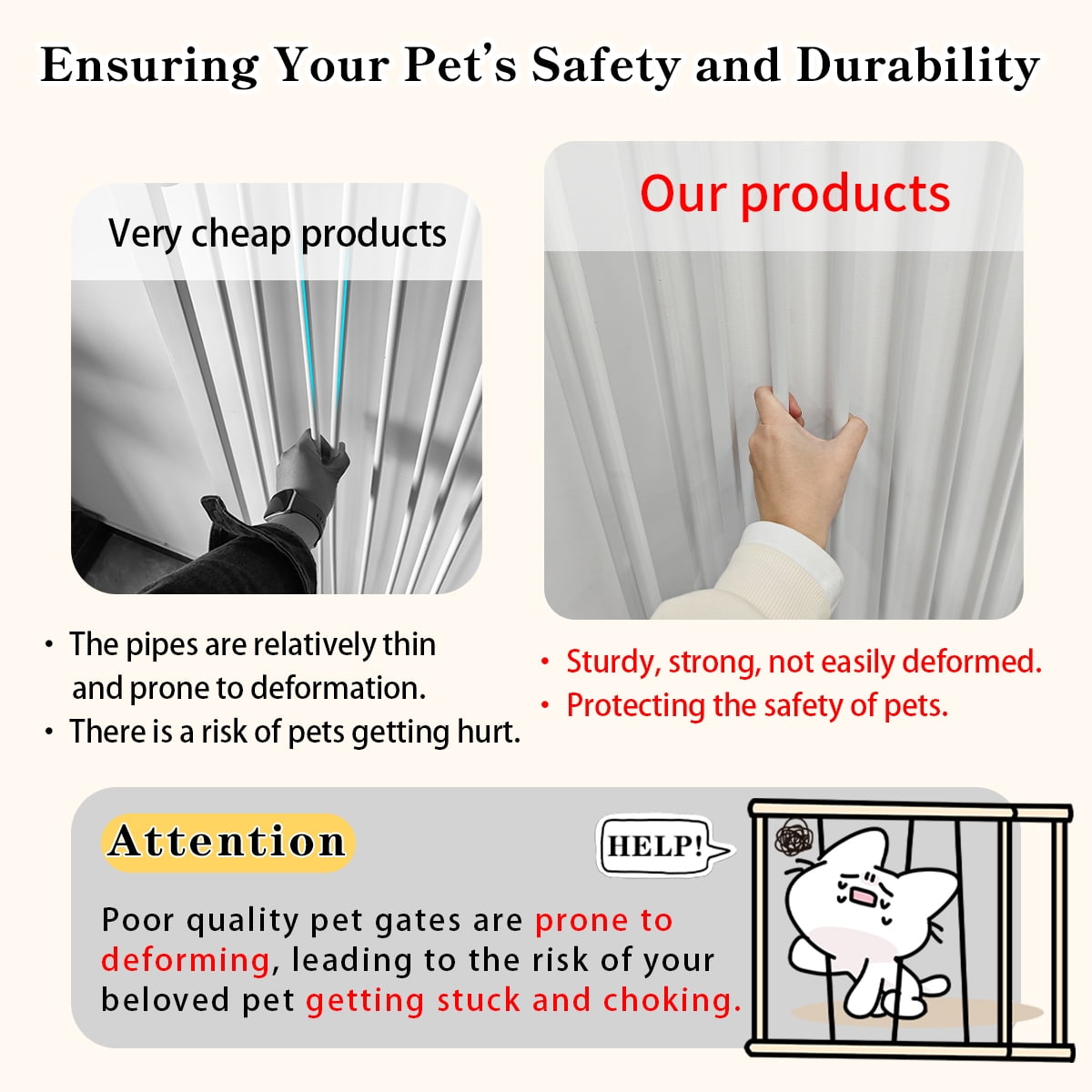 Lumizone Extra Tall Cat Gate 61.02" High Pressure Mounted White 34.25"-38.38" Extra Wide 2025 New (10 Sizes) 1.37" Gap No Drilling Auto-Close One-Handed Operation Tall Pet Gate for Dogs