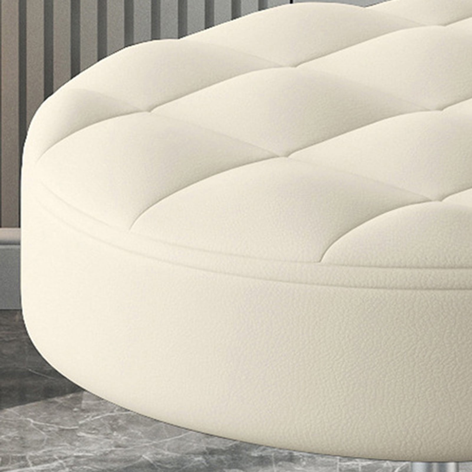 Fompes Round Rolling Stool Chair Faux Leather Height Adjustable Swivel Drafting Work SPA Shop Salon Stools with Wheels Small Chair Armless Backless SPA Salon Bar Cafe Home Office Stool (Beige)