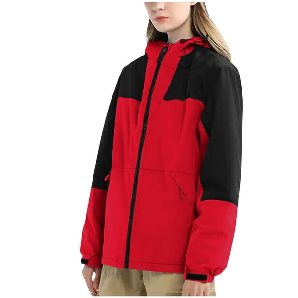 Chaquetas y abrigos casuales con capucha y manga larga para mujer, color, con bolsillo y cremallera, chaqueta cortavientos de poliéster para mujer