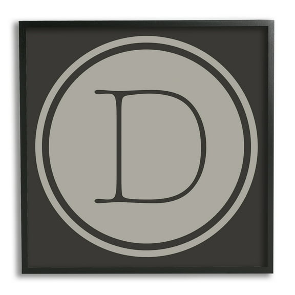 Stupell Industries Modern C Initial Circular Shape Elevator Key Typography Painting Black Framed Art Print Wall Art, 12 x 12