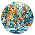 thumbnail image 2 of Designart "Language of Lines Blue and Orange II" Modern Geometric Metal Round Wall Decor, 2 of 5