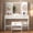 White, variant on Toogaho Makeup Vanity Set with Stool & Lighted Mirror,Vanity Dressing Table with 4 Shelves & 3 Drawers & Power Outlet & 6 Feet Power Cords for Bedroom,Dressing Room,Nature Oak