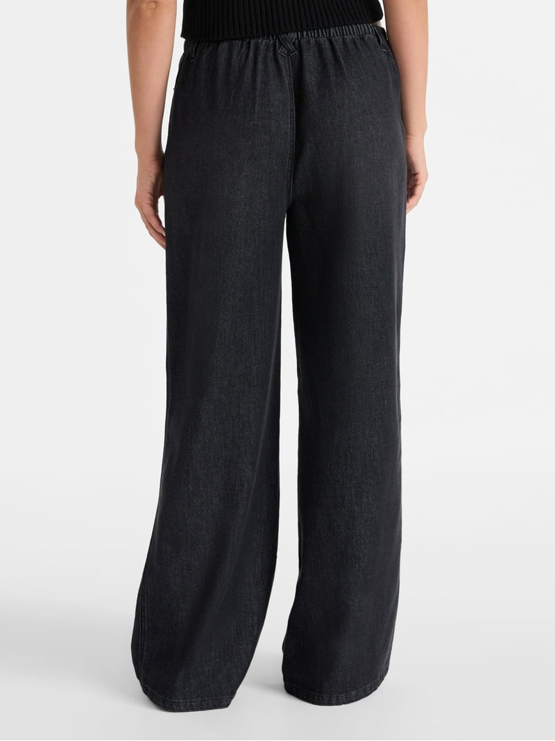 No Boundaries Mini Waistband Wide Leg Pants, 31'' Inseam, Women's