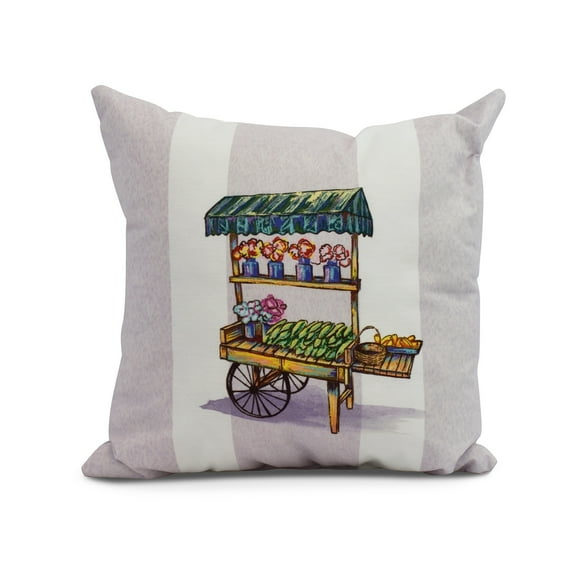 Simply Daisy, 20 x 20 inch,Veggie Cart Decorative Pillow,Light Purple