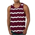 thumbnail image 2 of ZCFZJW Men's Sleeveless Weave Striped Tank Tops Big and Tall Workout Quick Dry Swim Athletic Gym Running Muscle Beach Shirts for Men Wine XXXL, 2 of 5