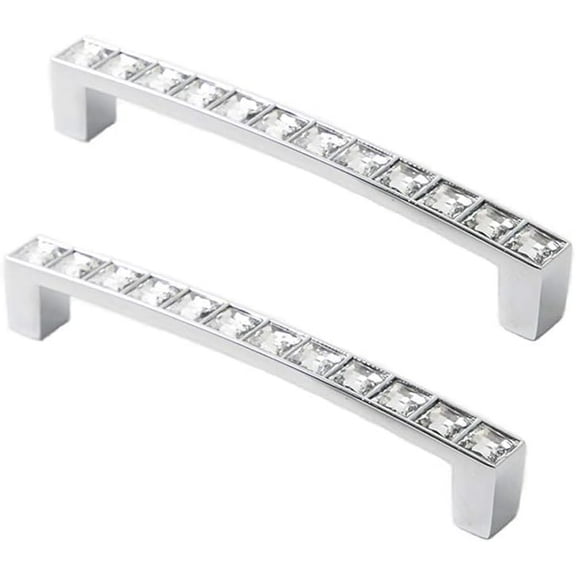 Gamvdout Crystal Drawer Knobs Dresser Knobs Square Crystal Rhinestone Furniture Door Wardrobe Cupboard Cabinet Drawer Pull Handles Knobs 2pcs