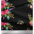 thumbnail image 3 of Soimoi Modal Satin Fabric Leaves & Anemone Flower Print Fabric by Yard 42 Inch Wide, 3 of 3
