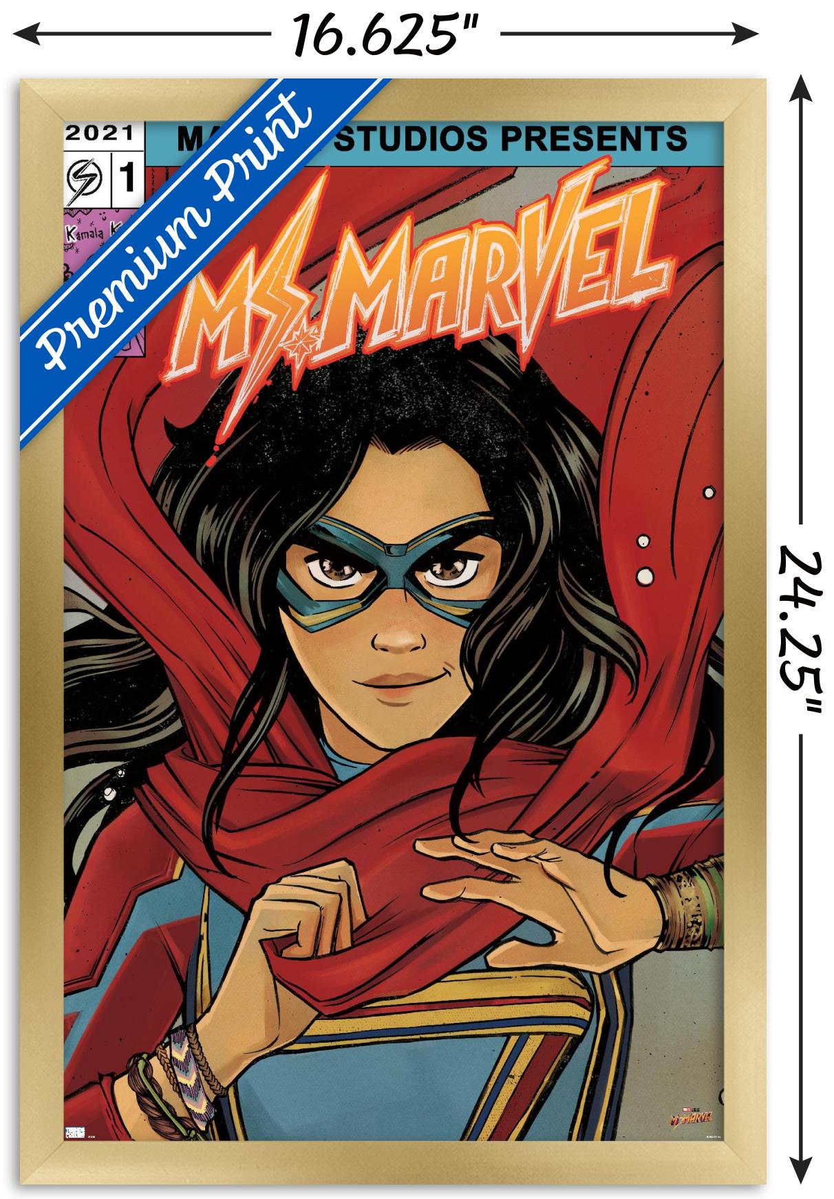 Marvel Ms. Marvel - Comic Wall Poster, 14.725" x 22.375" Framed