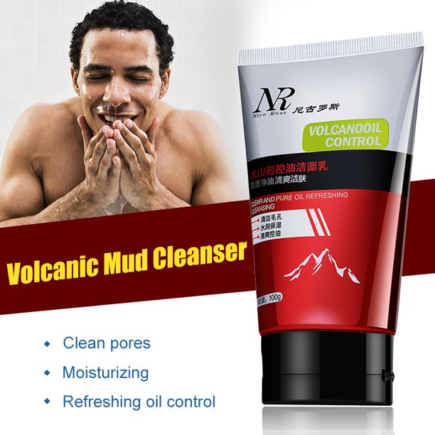 Volcanic Mud Facial Cleanser Antiacne Blackhead Remover Daily Face Wash for Removing Oil