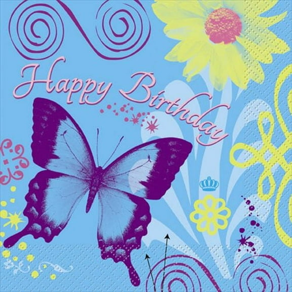 Various Butterfly Chic Disposable Napkins, 16 Count