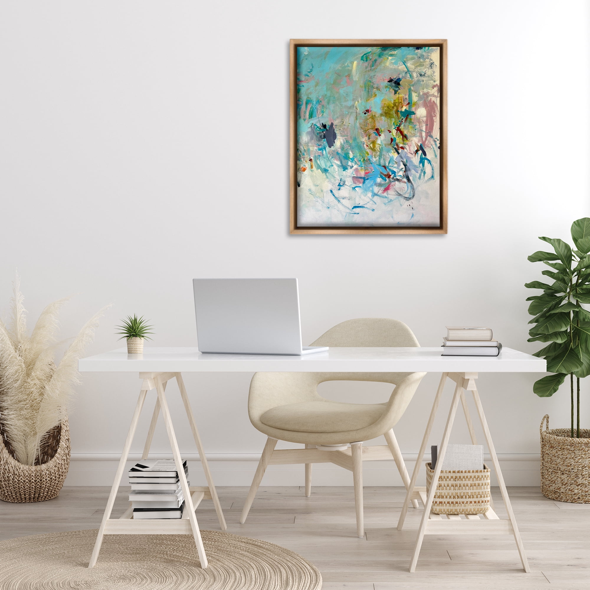 Stupell Industries Chaotic Ombre Scribble Abstract Painting Brown Floater Framed Canvas Art Print Wall Art, 25 x 31