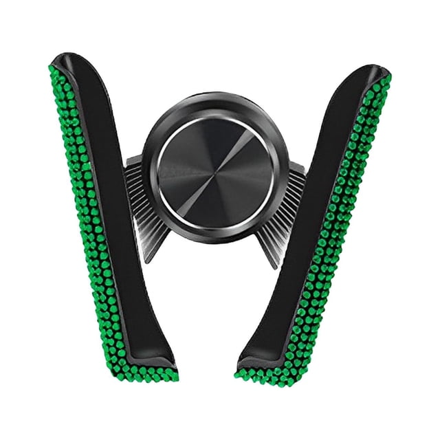 Soporte para teléfono de coche con brillo, soporte para teléfono en la rejilla de ventilación del coche, manos libres, práctico y universal. Verde