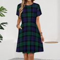 thumbnail image 2 of Modern Cute Blue And Green Plaid Sundress Short Sleeve Dress Summer Women Clothes Dress for Women Dresses, 2 of 7