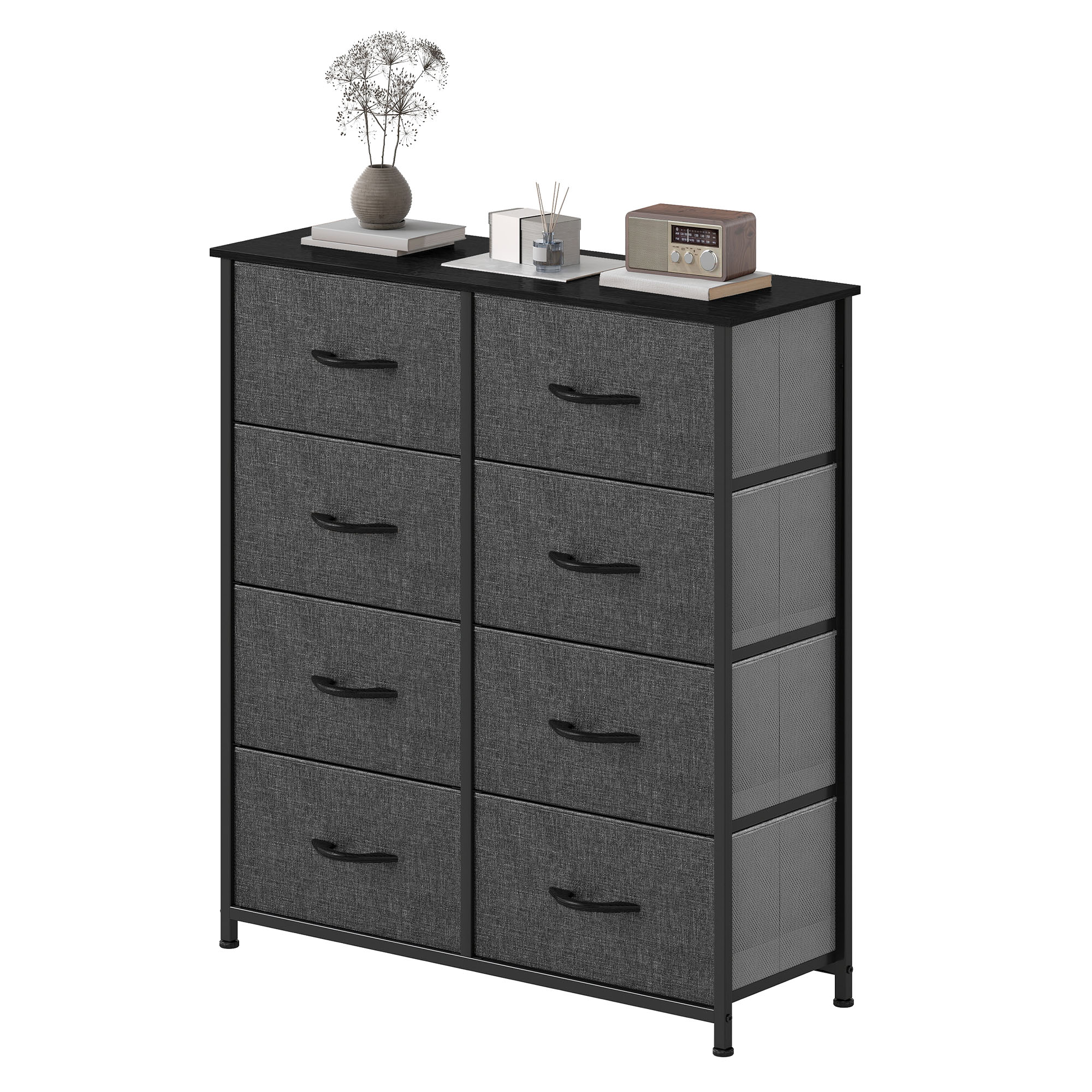 Uforic 8 Drawer Dresser Chest of Drawer Dressers for Fabric Storage Dressers for Living Room Black Gray