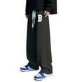 thumbnail image 1 of Pantalones deportivos de pierna ancha para hombre para verano: pantalones deportivos blancos acampanados y holgados, con corte amplio, para streetwear y ocio, 1 of 4
