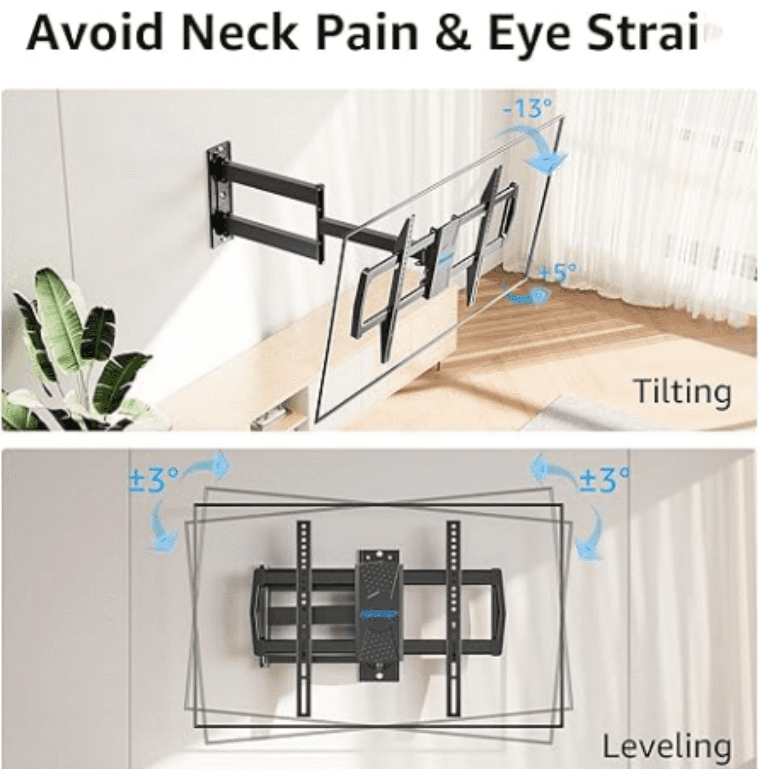 Corner TV Wall Mount for Most 42-75 Inch TVs with 32” Long Extension, Long Arm TV Mount, Full Motion TVs Mount Swivel Articulating Mounts, MAX VESA 600x400mm, Holds up to 99 lbs MU0076