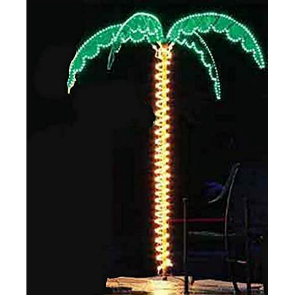 EEZ RV Products Outdoor Lighted Palm Tree - 7 Holographic Rope Light Decoration for Indoor and Outdoor Use