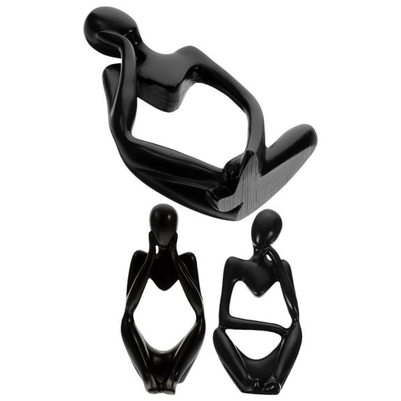 Worgeous  3 Pcs Abstract Figure Ornaments Hanging Fake Plants Neutral Shelf Decor Book Stand Office Black