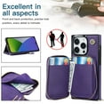 thumbnail image 3 of Dteck iPhone 14 Pro Wallet Case with Credit Card Holder Crossbody Strap Handbag RFID Blocking Wallet Zipper Purse Leather Case for Apple iPhone 14 Pro 6.1 inch 2022, Purple, 3 of 9