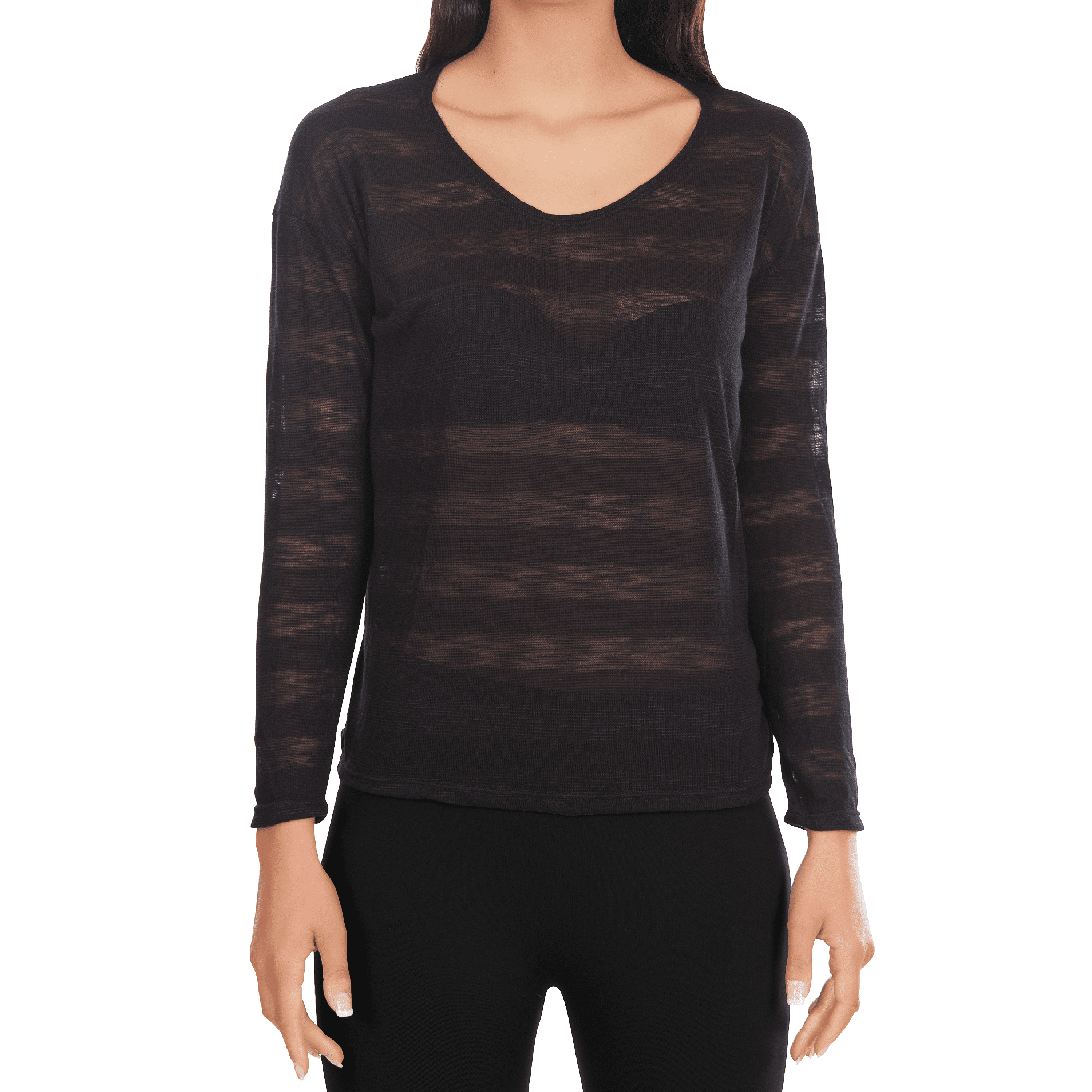 semi sheer long sleeve top