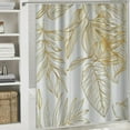 thumbnail image 6 of Orinice Tropical shower curtain, white and gold tropical palm, turtle bamboo, banana leaves, summer bathroom waterproof fabric with hook machine washable 36x72, 6 of 7