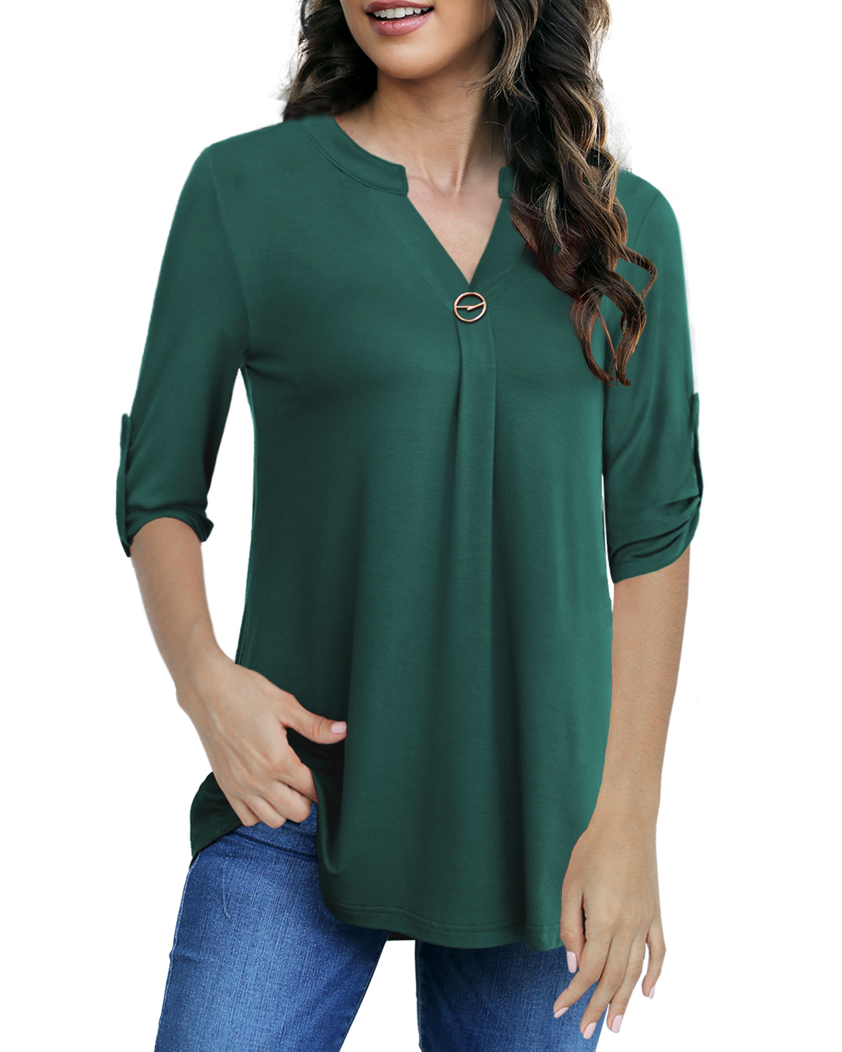 CPOKRTWSO Women's Clothes Plus Size Tunic Tops 3/4 Length Sleeve Shirts ...