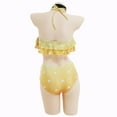 thumbnail image 6 of HAIKYUU Women Two Piece Anime Swimsuit Yellow Ruffled Bikini Set Beach Bathing Suit with Choker, L, 6 of 7
