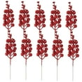 thumbnail image 5 of HONMEET 10pcs Glitter Berry Stem Ornaments Christmas Tree Decorations Red Foam Faux Berries 7.5X2X2in for Winter, 5 of 8